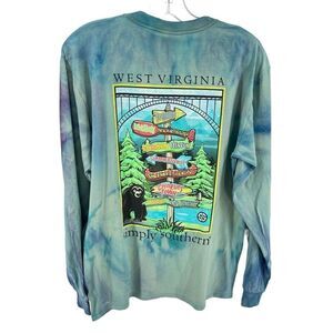 Simply Southern upcycled West Virginia Medium tie dye NEW NWT blue purple galaxy